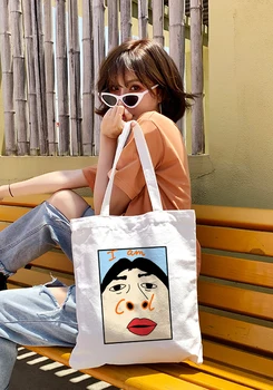 Harajuku Som V Pohode Zábavné List Vytlačiť Plátno Tote Bag Nakupovanie Cestovných Ženy Eco Opakovane Tašky Cez Rameno Bolsas De Tela