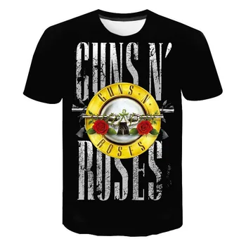Hard Rock, Móda pre Deti: Guns N' Roses, 3D Tlač T-Shirts v Lete Mužov Topy