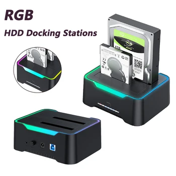 HDD Dokovacej Stanice, USB 3.0 Pre Externé SATA Pevný Disk, Vstavané Dokovacej Stanice 12V 3A RGB Napájací Adaptér pre 2.5/3.5 palcový SSD