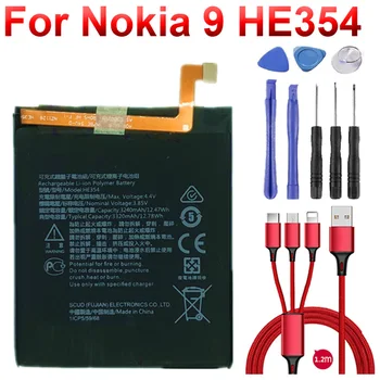 HE354 3240mAh Batérie pre Nokia 9 PureView TA-1082 TA-1087 Batérie +USB kábel+toolkit