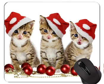 Herné Podložka Pod Myš Vlastné Vianočné Ozdoby Mačiatko Klobúk Santa Vianočné Cat Home Office Príslušenstvo K Počítačom Mousepads