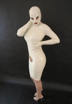 Hot Predaj Nové Latex 100% Gumy Šaty s Kapucňou Ručné Žena Cosplay 0,4 mm Halloween