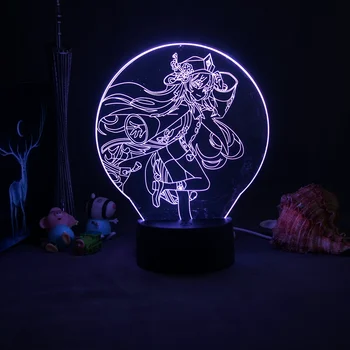 Hra Obrázok Genshin Vplyv Nočné Svetlo Pre Domáce Deti Miestnosti Dekorácie USB Ľahké 3D Lampa Kawaii Izba