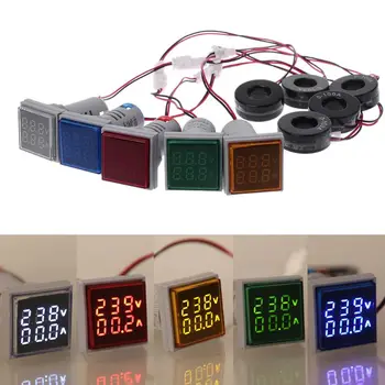 Inovovaný Námestie LED Digitálny Duálny Displej Voltmeter & Ammeter Napätie Prierez Aktuálne Meter AC 60-500V 0-100A Odolné Dropshipping