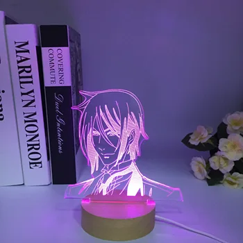 Japonské Anime Pílou Muž Makima Drevené 3D LED Anime Svetelných Neónové Svetlo Cartoon Devil Hunter Dievča Pílou Muž Anime Izba Dekor