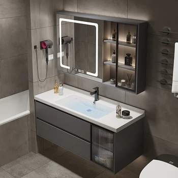 Jednoduché, Inteligentné Kúpeľni Skrinky Sklenené Dvere, Kúpeľňa Umývadlo Masívneho Dreva Umývadlo Keramické Celý Washbin Zmes