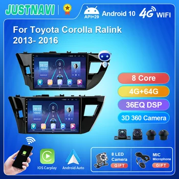 JUSTNAVI 2Din Pre Toyota Corolla Ralink 2013-2016 4G Android 10 Auto Stereo Rádio Multimediálny Prehrávač Videa Navigácie GPS Č 2Din