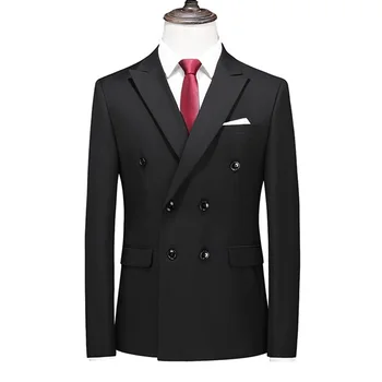 Klasické Čierne Blejzre Bunda Veľké Veľkosti 6XL Mužov Double-Breasted Obleku Kabáty pre Mužov Slim Fit Svadobné Šaty, Topy