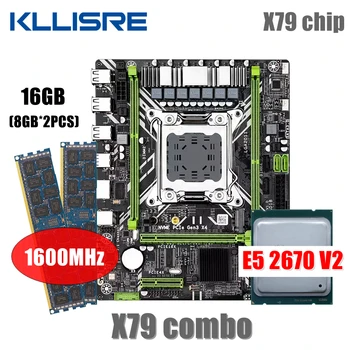 Kllisre X79 doske combo kit set LGA 2011 E5 2670 V2 CPU 2*pamäť s kapacitou 8 gb DDR3 1600 MHZ ECC RAM