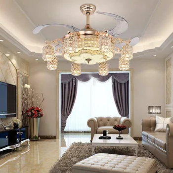 Kvalitné luxusné LED Crystal ventilátor svetlá obývacia izba moderný ventilátor s diaľkovým ovládaním Stropné Ventilátory 110V 220V Stropné Ventilátory