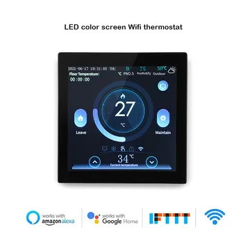 LCD farebný displej graffiti inteligentné WIFI elektrické podlahové kúrenie / voda, podlahové kúrenie / na stenu-visel termostat AE02HIS-029