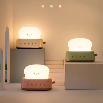 LED Chlieb Maker Nočné Svetlo Toast Lampa USB Nabíjanie Stmievanie Stolové Lampy Dovolenka Zdobenie Baby Škôlky Svetlo Jogy Náladu Svetlá