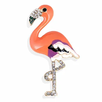 Lesklé Crystal Roztomilý Flamingo Brošne retiazky na Ženy Unisex Drahokamu Smalt Ružový Zvierat Strany Úradu Brošňa Darčeky Jewelr