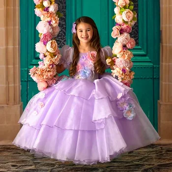 Letné detské role-playing fialové šaty princezná sukne dovolenku výkon fotenie kvet modelovanie Peng Peng sukne