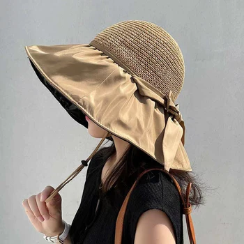 Letné Ženy Vedierko Hat Ochranu proti UV žiareniu Slnka Klobúky Farbou Skladacia Široký Okraj Vonkajšie Pláž Panama Spp Luky Slamený Klobúk Dámy