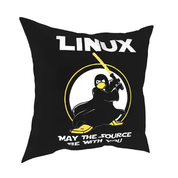 Linux Môžu Zdroj Byť S Vami, obliečky na Vankúše Gauč Penguin Programátor Kódovanie Blbecek Vankúš Prípade Domáce Dekorácie obliečka na Vankúš 40*40 cm