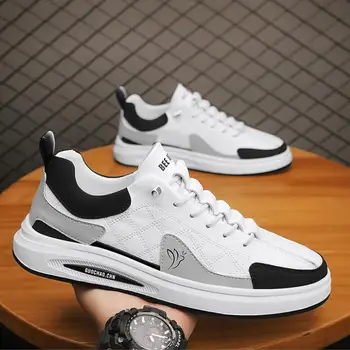 Luxusné nové bežné mäkké kožené biele topánky trend kožené Platformu ľahký Vychádzkové Tenisky