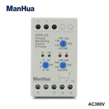 ManHua 3 Fázy GKR-02 Napätie Monitorovacie Zariadenie Chrániť Motor pred Fáze Poruchy a napäťovú Nesymetriu