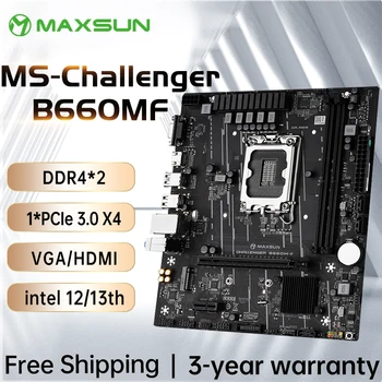 MAXSUN intel B660M-F Doske DDR4 SATA M. 2 podporuje CPU 12400 12100 12700 12900 (INTEL B660/LGA 1700) Dual channel DDR4 Nové