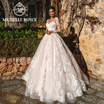 Michelle Royce Luxusné Svadobné Šaty 2023 Ilúzie Backless Jemné Dlhý Rukáv Milú, Svadobné Šaty Vestidos De Novia