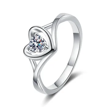 Milujúce Srdce 925 Sterling Silver Krúžky Á pt950 D Farba Moissanite Diamantový Svadobný Prsteň pre Ženy Zapojenie Gif Šperky