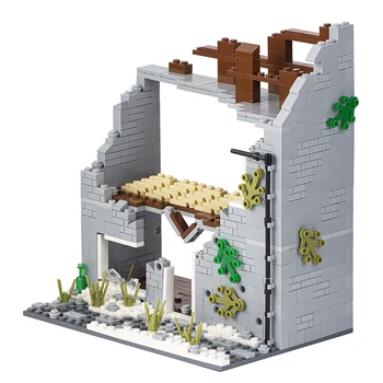 MOC5003 Vojenskú MOC Nedokončené Architektúra Stavebné Bloky Vojny Zničiť Scény Škody Domu Model Montáž Tehly Hračky Pre Deti,