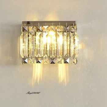 Moderné Crystal Led Nástenné Svietidlo Z Nehrdzavejúcej Ocele Base Chrome Zlato Stenu Sconce Obývacia Izba Pozadí Wall Light Decor Kúpeľňa Svetlo