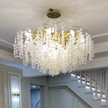 Moderné krištáľový luster obývacia izba luxusné sklenené francúzsky villa dekoratívne osvetlenie zlato LED svetlá izba