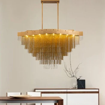 Moderné Reťazové Lustre Gold Black Spálne Dekorácie Pozastavenie Svietidlo Luxusné LED Svetlá Foyer