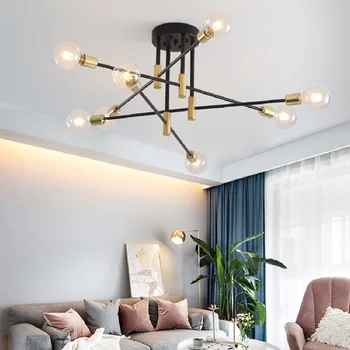 Moderný Luster LED Stropné Svietidlo Pre bývanie, Jedáleň, Spálňa, Kuchyne Čierne Zlato Stropné svietidlo Nordic Domova Zariadenie