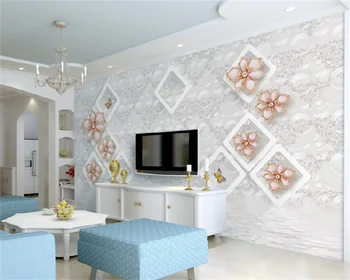 Moderný minimalistický módne romantické šperky kvet, motýľ 3d troch-dimenzionální obývacia izba, spálňa, TV joj nástennú maľbu