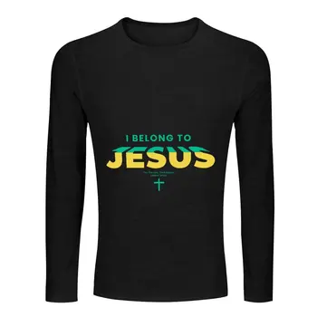 Muži Ježiš Viery Dlhý Rukáv T-shirt Posádky Krku Bežné Streetwear Topy Módna Novinka Tshirts