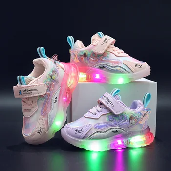 Móda 2023 jar Jeseň nové kreslené LED obuv priedušná detí oka topánky malé deti športové topánky dievča, ľahké topánky