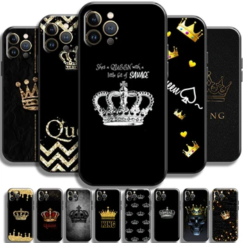 Móda Korunu Kráľovnej Kráľ Pre iPhone 13 12 11 Pro Max Mini X XR XS Max SE 5 5 6 6 7 8 Plus Telefón Prípad Späť Prípadoch Shell Kryt