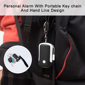 Nabíjateľná sebaobrany Keychain Alarm-125 dB Vysoká Núdzové Osobné Siréna Krúžok s LED Svetlo (SOS Bezpečnostné Upozornenie Zariadenie