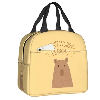 Nebojte sa Byť Cappy Prenosné Lunch Box pre Ženy Nepresakuje Capybara Chladnejšie Tepelnej Potravín Izolované Obed Taška na Dieťa v Školskom veku