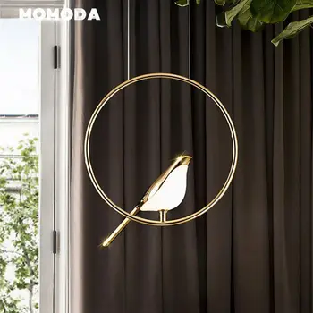 Nordic Akryl LED Osvetlenie Lustre Zariadenie Moderné Zliatiny Zinku Vták Zlatý Kruh, Krúžok Lampy, Spálne, Obývacia Izba Svetlá