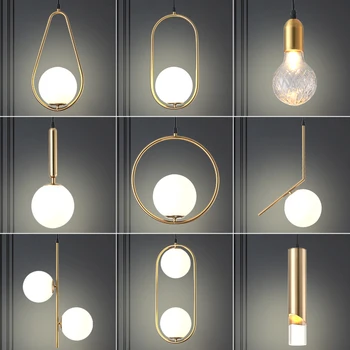Nordic LED Stropné Prívesok Lampa Reštaurácia Dekor Nočná Lampa Kuchyňa Jedáleň Spálňa droplight sklenenú Guľu Luster
