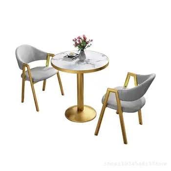 Nordic Light Luxusné Rokovania Stôl A Stoličky Zmes Oddelenie Predaja Moderný Jednoduchý Mlieko Čajovni Jedálenský Stôl Pre Domácnosť