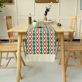 Nordic Luxusné Bavlnené a Ľanové Geometrické Stôl Runner Strapec Vlajkou, Lemovaný Dlhými obrus Kryt Čaj Konferenčný Stolík Dekorácie