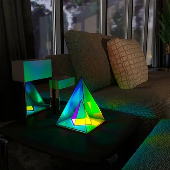 Nordic nové akryl trojuholník rubikova Kocka stolná lampa dekoratívne umenie výstavná sieň tvorivej atmosfére osobnosť nočné svetlo