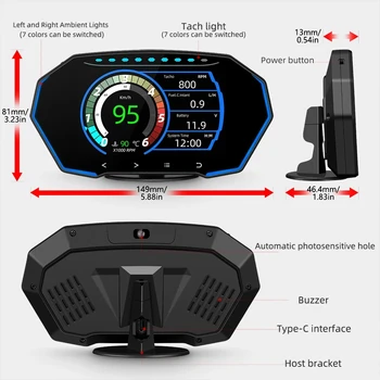 Nové F11 Multi-function Rozchod OBD GPS Duálny Režim HUD 4 palcový LCD Veľký Dotykový Displej Head Up Display s Autom Bezpečnostný Alarm Vody