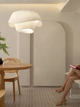 Nové Nordic Textílie LED Prívesok Svetlo Závesné Osvetlenie Pozastavenie Luster Zariadenie Spálne Domova Lampa