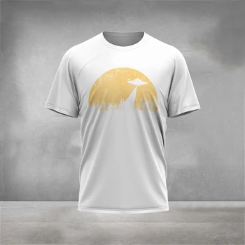 Nové T-shirt pánske tričko Retro Street Štýl T-shirt Harajuku UFO Vzor y2k Top pánske Bežné Ropa Te