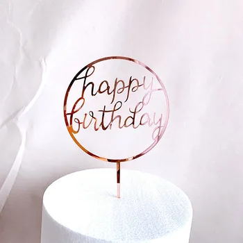 Nový Happy Birthday Cake Vňaťou Rose Gold Srdce Narodeniny Akryl Tortu Vňaťou Pre Deti Narodeninovej Party Cake Dekorácie Baby Sprcha