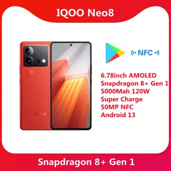 Nový, Originálny VIVO IQOO Neo 8 5G Mobilný Telefón 6.78 palcový AMOLED Snapdragon 8+ Gen 1 5000Mah 120W Super Charge 50MP NFC Android 13