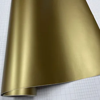 Nový príchod Samolepiace PVC Zlatý Matné Vinylové Zábal Auto Nálepky Odtlačkový s odvzdušňovací DIY Styling Auto Balenie Fólia