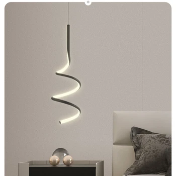 Nočné Luster Nordic Jednoduché, Moderné, Kreatívne, Špirála Spálne Malý Droplight Dlhý Riadok Lampa