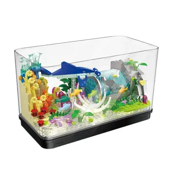 Nádherné Qquarium akvárium Micro Stavebné Bloky DIY Tichom Preskúmať Akvárium LED Svetlo Tehly Domáce Dekorácie, Hračky Pre Deti,