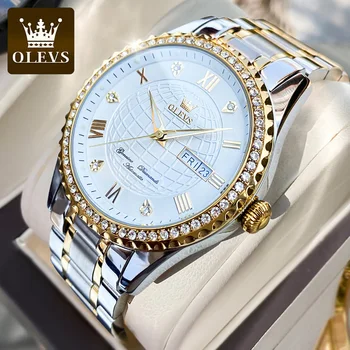 OLEVS 6616 Nerezová Oceľ Remienok Vodotesné Hodinky pre Mužov Business Full-automatické Zlaté Automatické Muži Mechanické náramkové hodinky